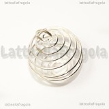 Ciondolo a spirale per pietre e perle in metallo silver plated 20x25mm