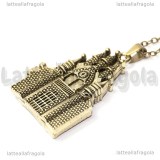 Collana Castello apribile in metallo color bronzo 28x38x2mm