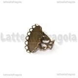 Base per anello filigranata color bronzo con base ovale 25x18mm