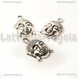 Charm testa di Budda in metallo argento antico 22x15mm