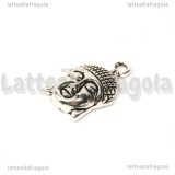 Charm testa di Buddah in metallo argento antico 22x15mm