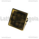 Base anello in Acciaio inox dorato regolabile con base quadrata 25mm