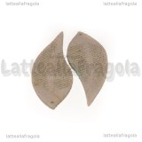 Coppia Ciondoli Foglie in Alcantara Grigio 44x16mm 