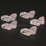 5 Farfalle in Vetro Rosa con foro passante 15x8mm