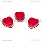 3 Cuori in Ceramica Rosso foro passante 13x11mm