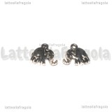 Charm Elefante double-face in metallo argento antico 13x13mm