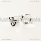 Coppia Orecchini a clip in metallo silver plated base cammeo 12mm