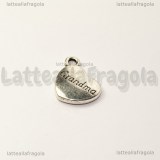 Ciondolo Cuore Grandma double-face in metallo argento antico 18x14mm