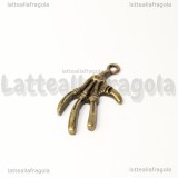 Charm Mano scheletrica in metallo color bronzo 32x18mm