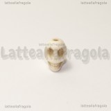 5 Teschi 3D con foro passante in Pasta di Turchese avorio 8x6x7mm