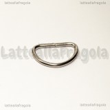 Anello a D in metallo argentato 24x16mm