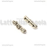 Spaziatore 3 fili con foglie in metallo argento antico 14x3mm