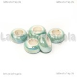 Perla in ceramica azzurra effetto perlato 13x6mm
