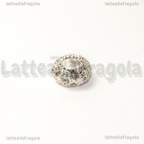 Rondella foro largo puntinata strass cristal in metallo silver plated 11x5mm