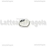 Ciondolo Cuore in metallo argentato smaltato Bianco 12x11mm