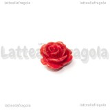 Rosa in Corallo Sintetico Rosso con foro passante 12x7.5mm