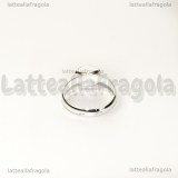 Base anello regolabile in ottone silver plated con piattello 10mm