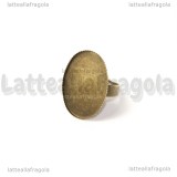 Base anello in rame color bronzo con base cammeo 25x18mm