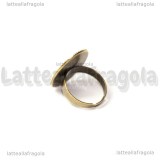 Base anello in rame color bronzo con base cammeo 25x18mm