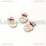 Charm Babbo Natale in metallo argentato smaltato 17x11mm