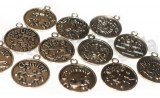 Set Ciondoli 12 Segni Zodiaco in metallo argento antico 20x17mm