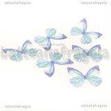 Ali di Farfalla in organza toni azzurri 30x25mm