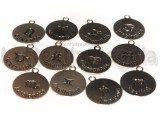 Set Ciondoli 12 Segni Zodiaco in metallo argento antico 20x17mm