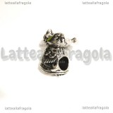 Babbo Natale foro largo in metallo argento antico 16x14mm