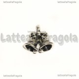 Charm Campanelle 3D in metallo argento antico 17x16mm