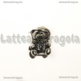 Orsacchiotto 3D foro largo in metallo argento antico 10x13mm