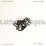 Orsacchiotto 3D foro largo in metallo argento antico 10x13mm