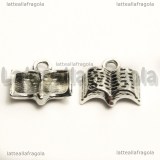 Charm Libro aperto in metallo argento antico 12x11mm