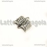 Charm Libro aperto in metallo argento antico 12x11mm