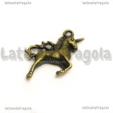 Ciondolo Unicorno in metallo color bronzo 28mm