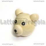 Perla Orsacchiotto in legno colore naturale foro passante verticale 29x24mm