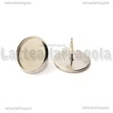 Coppia orecchini a perno in Acciaio inox con base cammei 14mm (con farfalline in silicone trasparente)