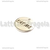 Charm targhetta Eat Me in acciaio inox 15mm