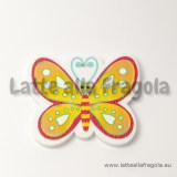 Ciondolo farfalla in legno dipinto in giallo 46x40mm