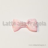 Fiocco rosa a pois bianchi in poliestere e raso 30x15mm