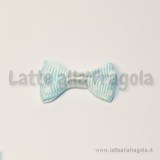 Fiocco azzurro a pois bianchi in poliestere e raso 30x15mm