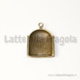 Ciondolo gabbia con uccellino in metallo color bronzo 31x24mm