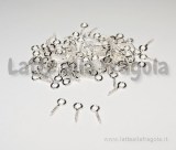 30 Ganci a vite con occhiello 8x4mm in metallo Silver Plated