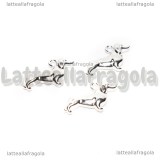 Ciondolo Cane Bassotto 3D in metallo Silver Plated 16x15mm