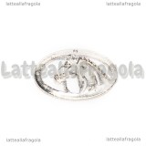 Charm Ovale Cavallo in metallo argentato 19x13mm