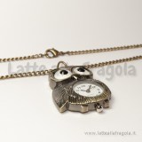 Orologio Gufo 42mm color bronzo con collana 86cm
