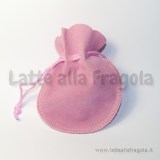 Sacchetto ad anfora in velluto scamosciato rosa 70x90mm