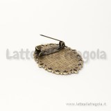 Spilla in metallo color Bronzo 39x29mm con base per Cammeo 25x18mm