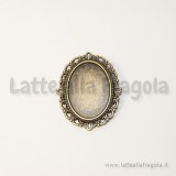 Spilla in metallo color Bronzo 39x29mm con base per Cammeo 25x18mm