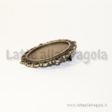 Spilla in metallo color Bronzo 39x29mm con base per Cammeo 25x18mm