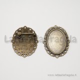 Spilla in metallo color Bronzo 39x29mm con base per Cammeo 25x18mm